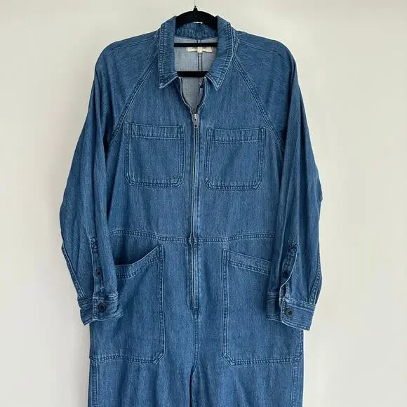Madewell Denim Jumpsuit Womens Medium Retro Coveralls Long Sleeve Relaxed - Picture 3 of 8